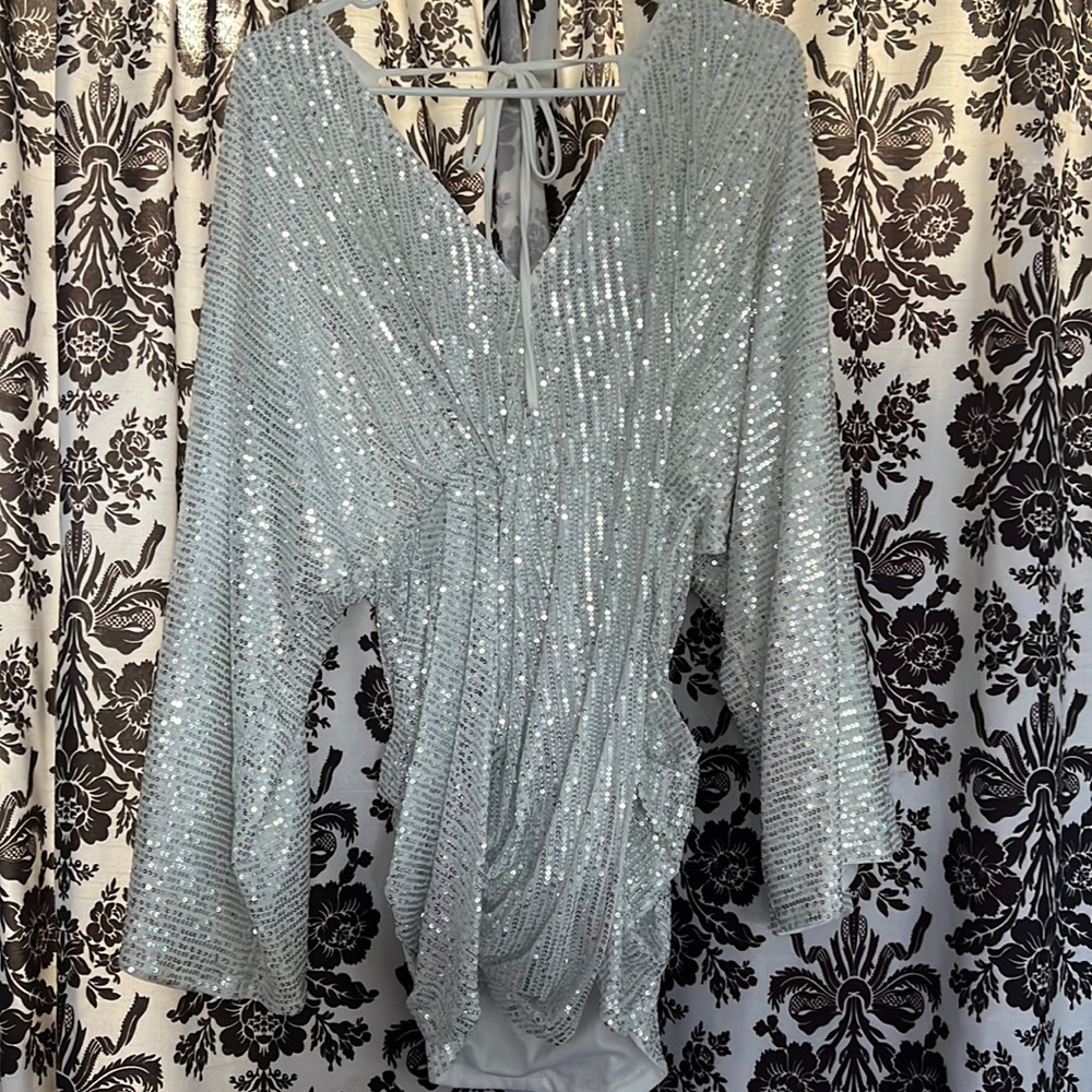 Sequin black less mini dress